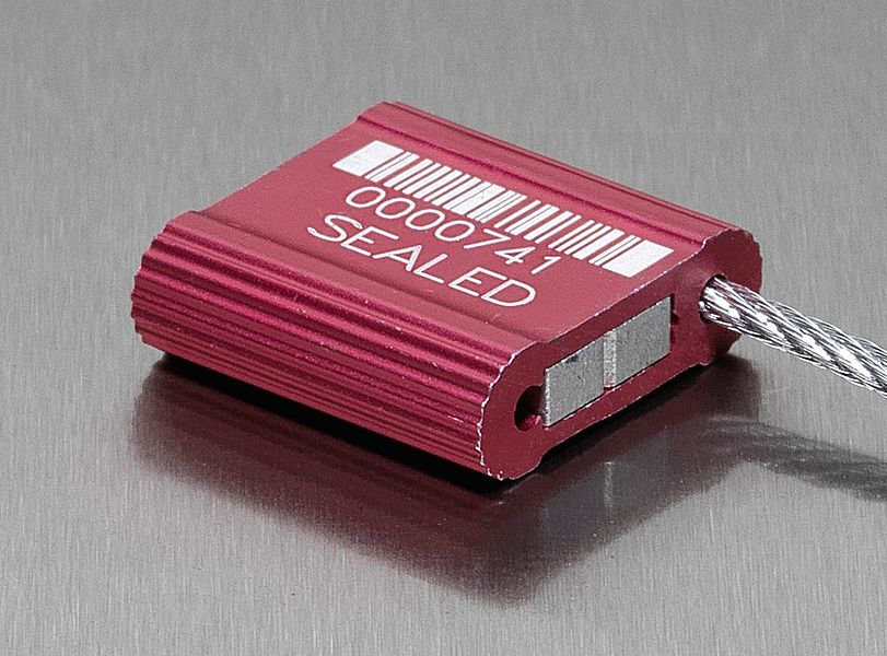 Unisto Metalo 25 metal cable security seal with visible barcode